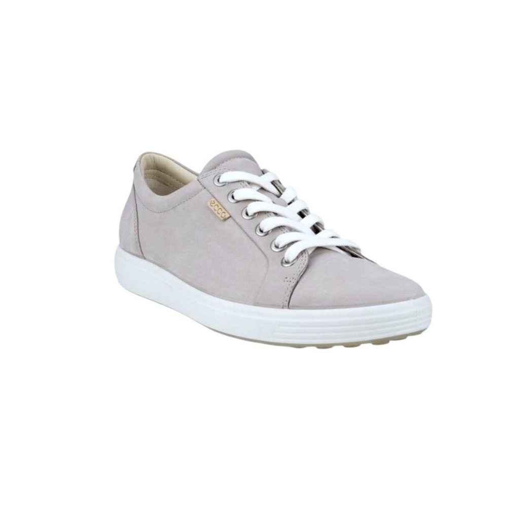 ECCO Women's Soft 7 Grey Rose Nubuck Leather Lace Up Comfort Walking Sneaker 7